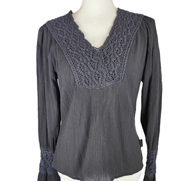 JOE BOXER TOP BLOUSE LARGE BLACK WYMSIGOTH GOTHIC - Picture 1 of 7
